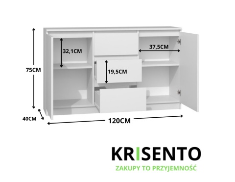 Duża biała komoda KOM-912-BIEL-MAT