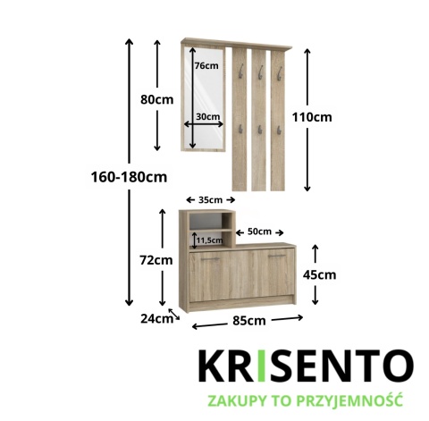 Garderoba na przedpokój dąb sonoma GAR-101-SON
