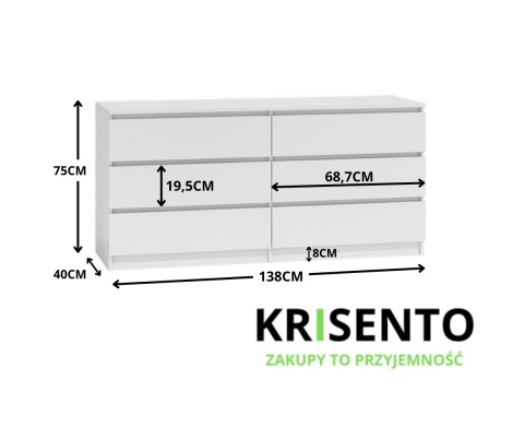 Komoda 140 cm biała KOM-906-BIEL-MAT