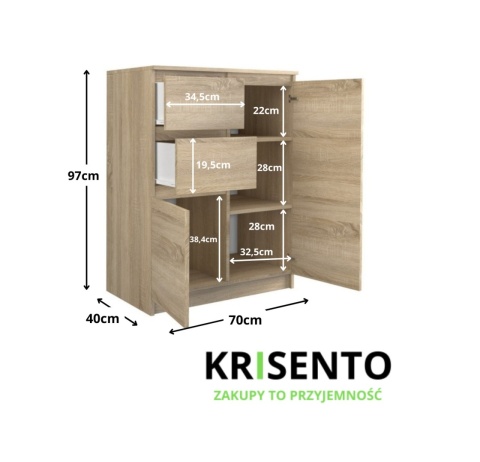 Komoda do pokoju dąb sonoma KOM-911-SON