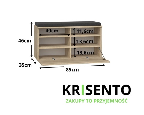Komoda na buty z siedziskiem dąb sonoma BUT-205-SON