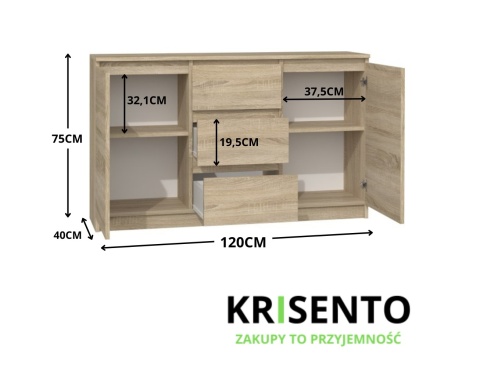 Komoda z szufladami i szafkami KOM-912-SON