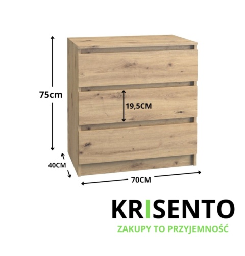 Niska komoda z szufladami dąb artisan KOM-901-ART