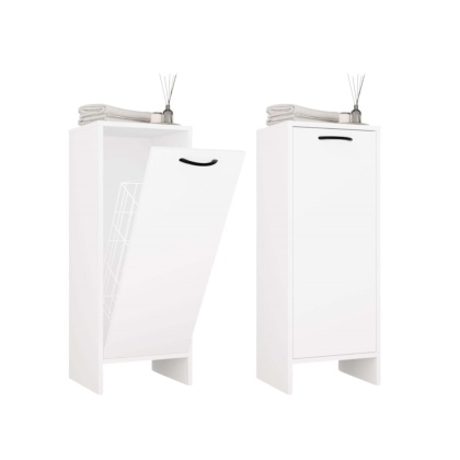 Półsłupek łazienkowy z koszem na pranie LAZ-1330-BIEL-MAT