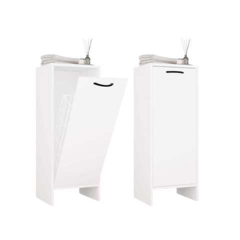 Półsłupek łazienkowy z koszem na pranie LAZ-1330-BIEL-MAT