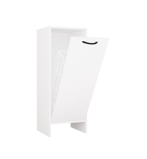 Półsłupek łazienkowy z koszem na pranie LAZ-1330-BIEL-MAT