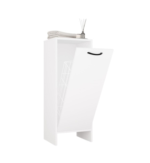 Półsłupek łazienkowy z koszem na pranie LAZ-1330-BIEL-MAT