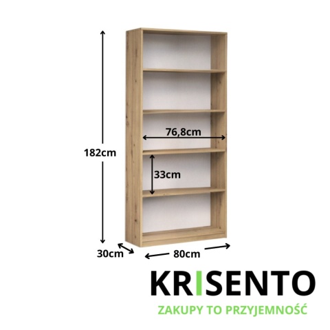 Regał biblioteczny 80 cm dąb artisan RE-1404-ART