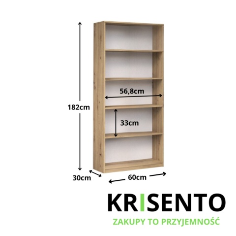 Regał na segregatory 60cm dąb artisan RE-1403-ART