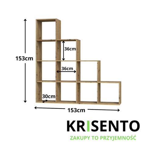 Regal schodkowy dąb artisan RE-1410-ART
