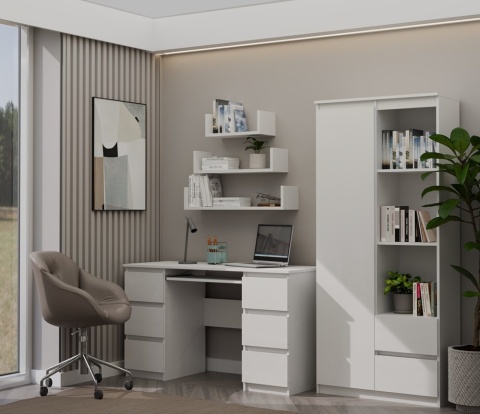 Regał zamykany z półkami RE-1425-BIEL-MAT