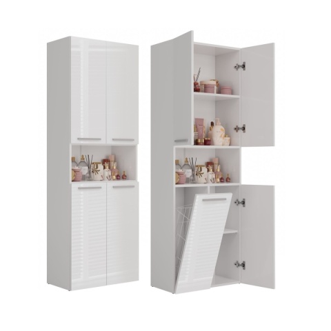 Słupek do łazienki z koszem LAZ-1319-BIEL-POŁ