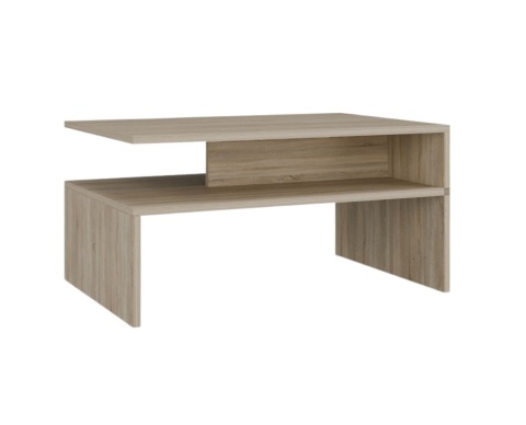 Stolik STOL-812-SON w naturalnym kolorze dębu sonoma widoczny w eleganckim półprofilu.