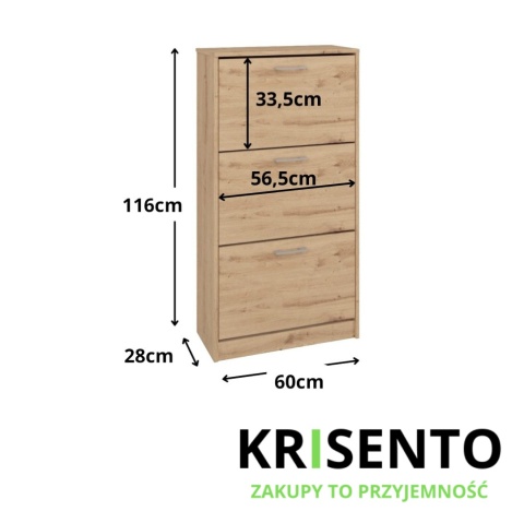 Szafka do wiatrołapu na buty dąb artisan BUT-201-ART