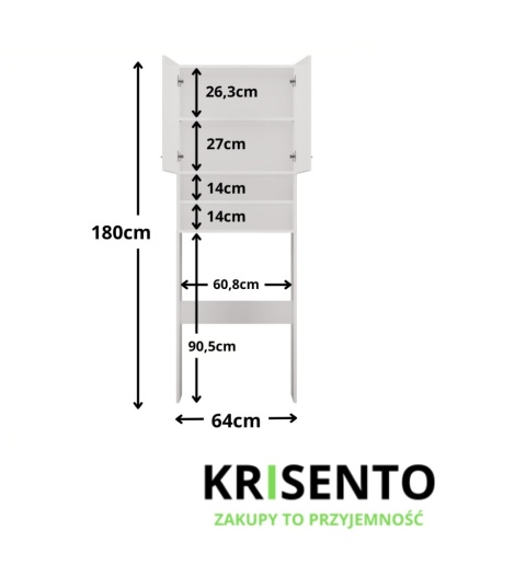 Szafka łazienkowa na pralkę LAZ-1302-BIEL-MAT