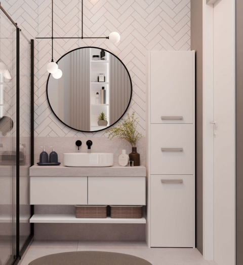 Szafka łazienkowa na reczniki LAZ-1312-BIEL-MAT