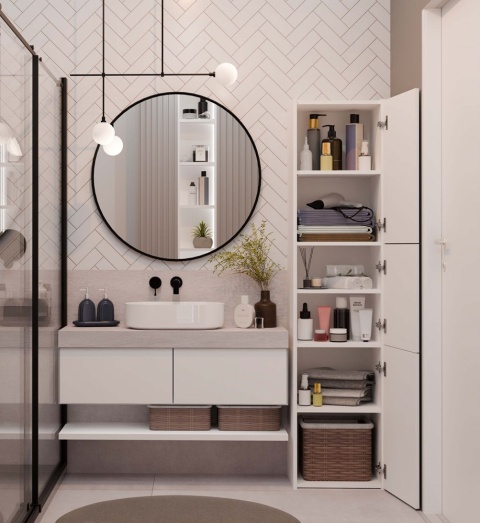 Szafka łazienkowa na reczniki LAZ-1312-BIEL-MAT