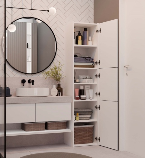 Szafka łazienkowa na reczniki LAZ-1312-BIEL-MAT