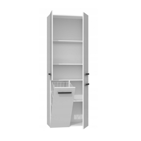 Szafka łazienkowa stojąca z koszem LAZ-1320-BIEL-POŁ