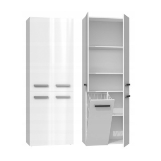 Szafka łazienkowa stojąca z koszem LAZ-1320-BIEL-POŁ