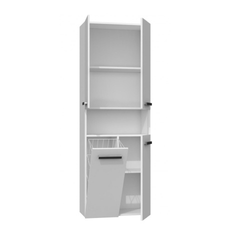Szafka łazienkowa z koszem LAZ-1319-BIEL-MAT