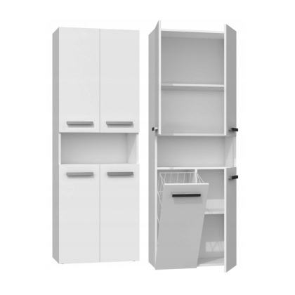 Szafka łazienkowa z koszem LAZ-1319-BIEL-MAT