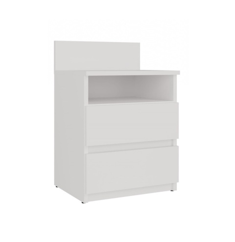 Szafka nocna biała z wystającą deseczką SN-303-BIEL-MAT