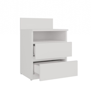 Szafka nocna biała z wystającą deseczką SN-303-BIEL-MAT