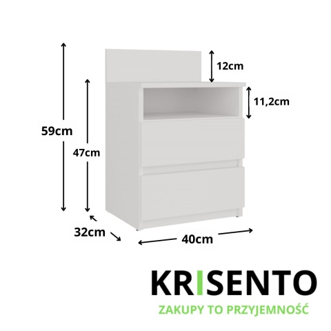 Szafka nocna biała z wystającą deseczką SN-303-BIEL-MAT