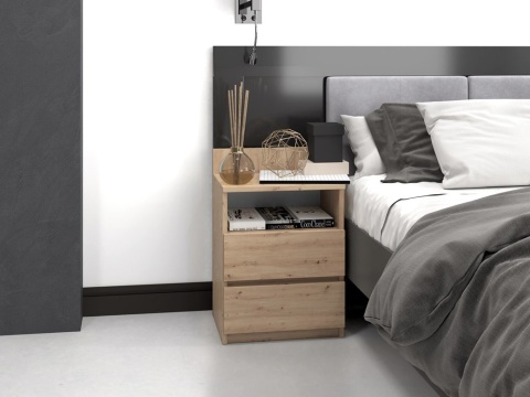 Szafka nocna dąb artisan 2 szuflady i półka SN-303-ART