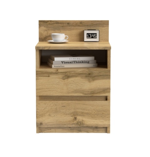 Szafka nocna dąb wotan z półką i 2 szufladami SN-303-WOT