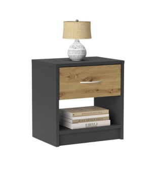 Szafka nocna z jedną szufladą antracyt - dąb artisan SN-302-ANT-ART