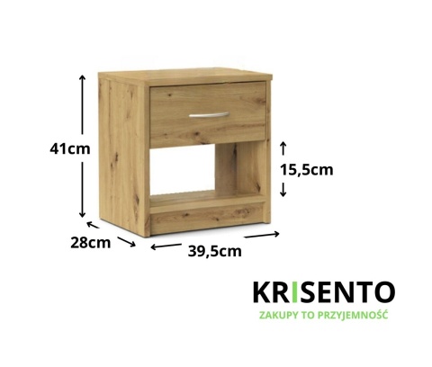 Szafka nocna z szufladą i półką dąb artisan SN-302-ART