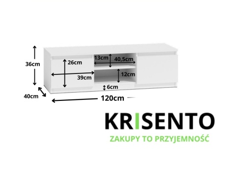 Szafka rtv biała 120cm RTV-501-BIEL-MAT