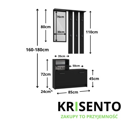 Tania garderoba do przedpokoju czarna GAR-101-CZERN-MAT