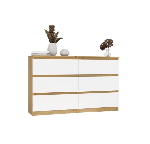 Biala komoda z drewnem 120cm KOM-904-ART-BIEL-MAT