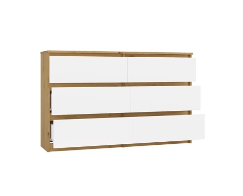 Biala komoda z drewnem 120cm KOM-904-ART-BIEL-MAT