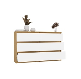 Biala komoda z drewnem 120cm KOM-904-ART-BIEL-MAT