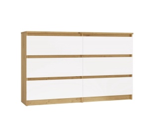 Biala komoda z drewnem 120cm KOM-904-ART-BIEL-MAT