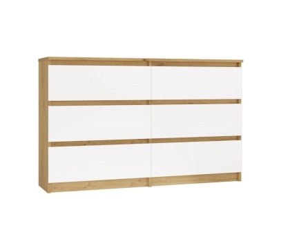 Biala komoda z drewnem 120cm KOM-904-ART-BIEL-MAT