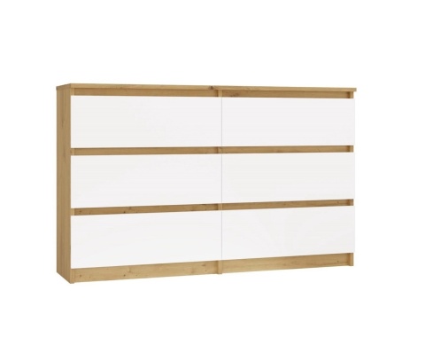 Biala komoda z drewnem 120cm KOM-904-ART-BIEL-MAT