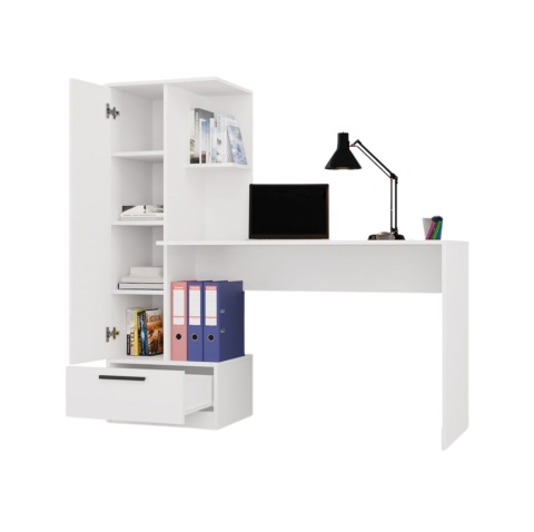 Biurko z regałem BIUR-728-BIEL-MAT