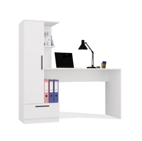 Biurko z regałem BIUR-728-BIEL-MAT