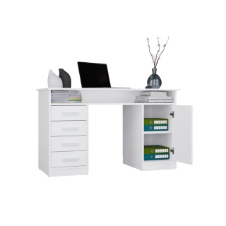 Biurko z szafką i szufladami 125cm BIUR-732-BIEL-MAT