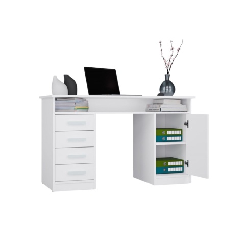 Biurko z szafką i szufladami 125cm BIUR-732-BIEL-MAT