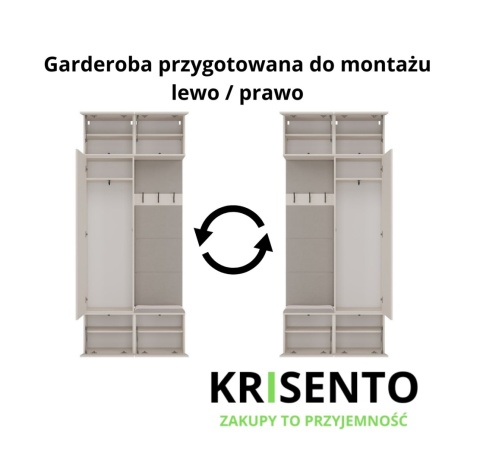 Garderoba do przedpokoju z szafą i siedziskiem GAR-108-1W-1S-KASZ