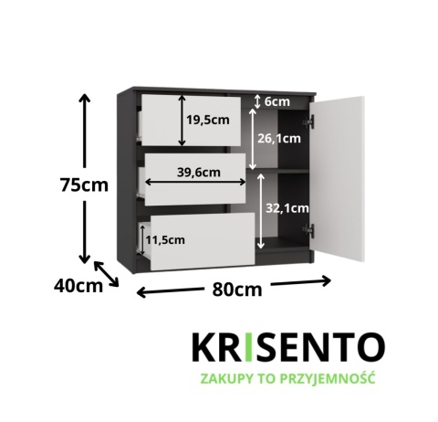 Komoda 80cm KOM-910-ANT-BIEL-MAT