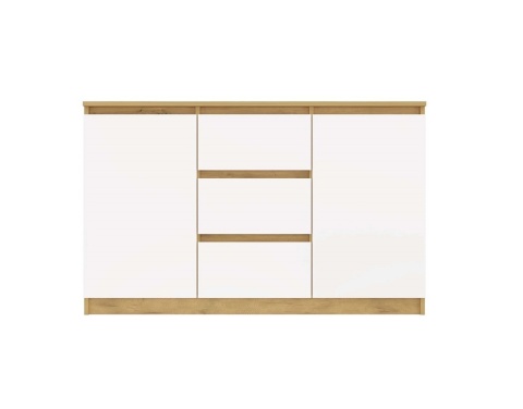 Komoda biała z drewnem KOM-912-ART-BIEL-MAT