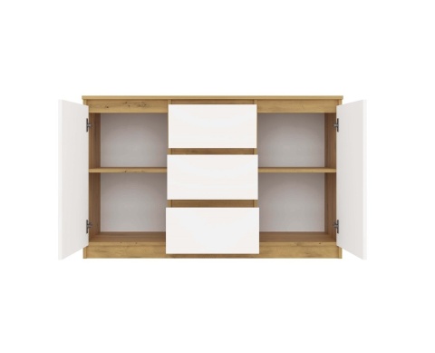 Komoda biała z drewnem KOM-912-ART-BIEL-MAT