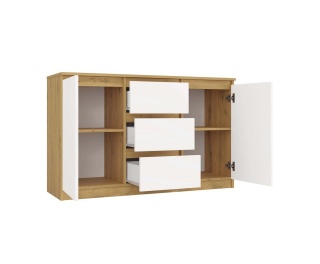 Komoda biała z drewnem KOM-912-ART-BIEL-MAT